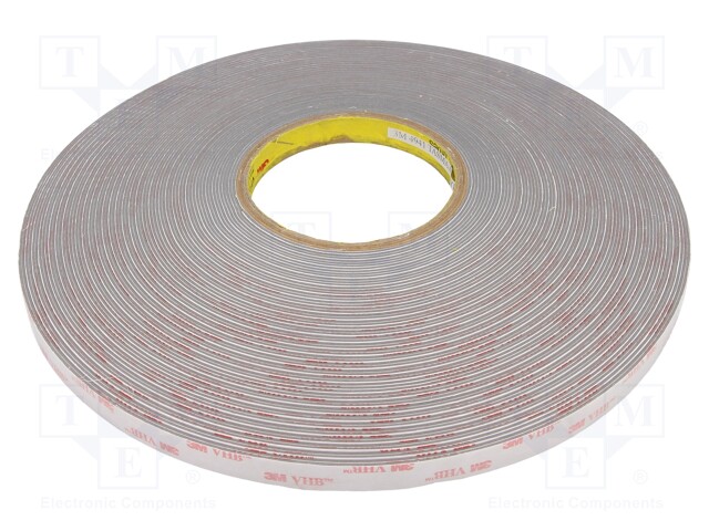Tape: fixing; W: 12mm; L: 33m; D: 1.1mm; acrylic; grey; -35÷90°C