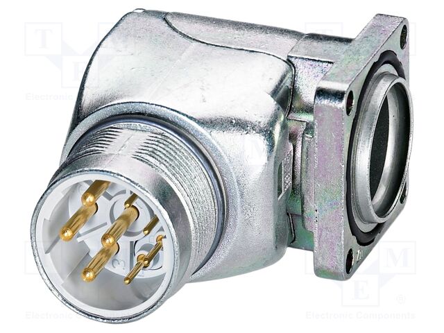 Circular Connector, SF Series, Right Angle Flange Mount Receptacle, 5 Contacts