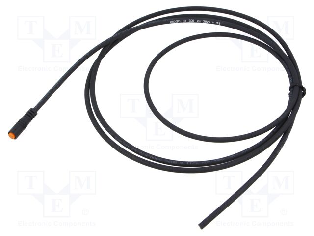 Connection lead; M8; PIN: 3; straight; 2m; plug; 50VAC; 4A; -25÷80°C