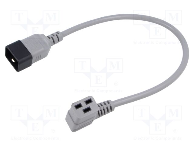 Cable; 3x1.5mm2; IEC C19 female angled,IEC C20 male; PVC; 0.5m