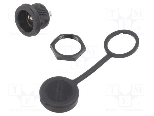 Socket; USB A; 1310; for panel mounting,rear side nut; soldered