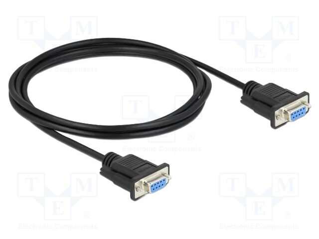 Cable; D-Sub 9pin socket,both sides; PVC; Len: 2m; black
