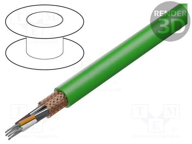 Wire; S/FTP,ETHERLINE® Cat.7; 7; solid; Cu; 4x2x23AWG; PVC; green