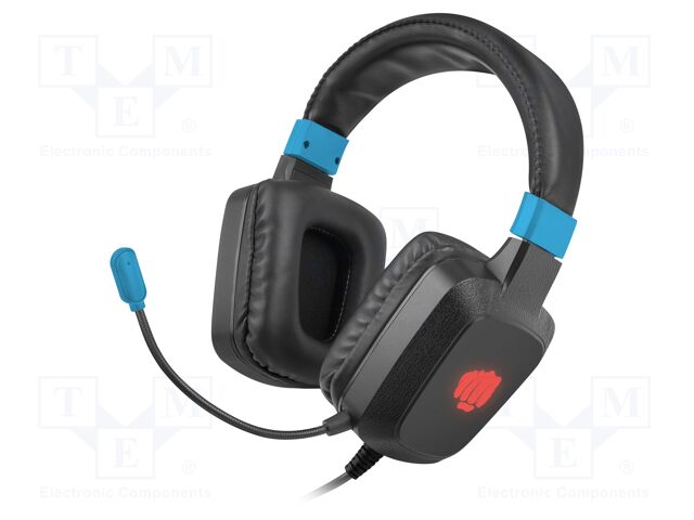 Headphones with microphone; RAPTOR; black,blue; 2m; 15Hz÷25kHz