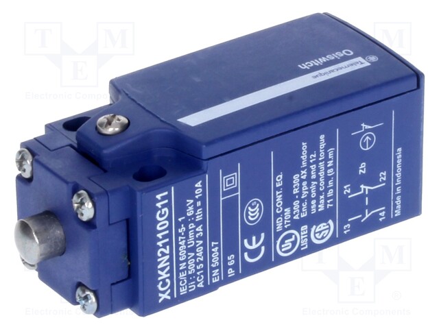 Limit switch; pin plunger Ø8mm; NO + NC; 10A; max.240VAC; PG11