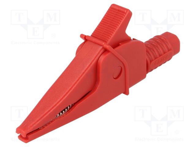 Crocodile clip; 20A; red; max.39mm; 1kV; Connection: 4mm socket