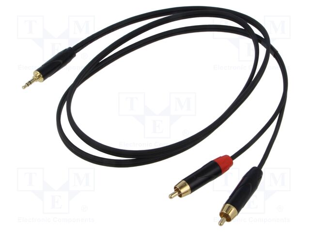 Cable; Jack 3.5mm plug,RCA plug x2; 1.5m; black; PVC