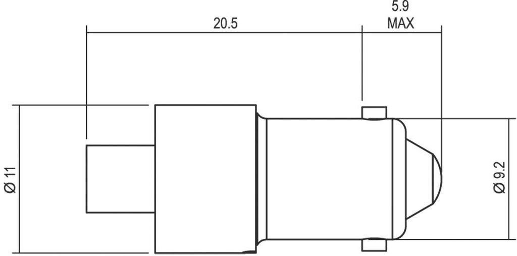 LED lamp; white cold; BA9S; 110VDC; -40÷75°C; 5mm; Bulb: T3 1/4