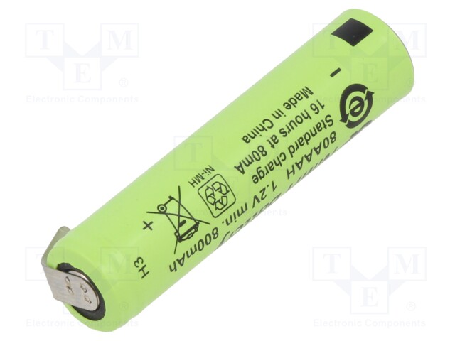 Re-battery: Ni-MH; AAA,R3; 1.2V; 780mAh; soldering lugs