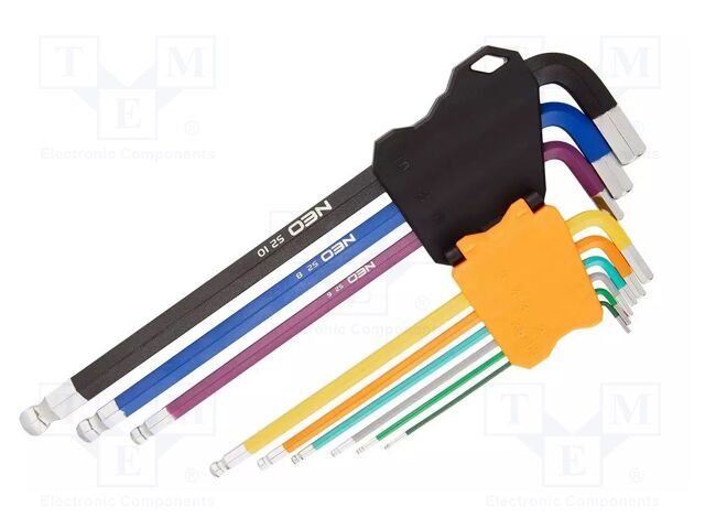 Wrenches set; hex key,spherical; 9pcs.