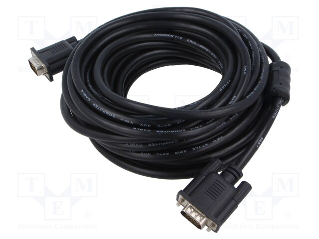 Cable; D-Sub 15pin male,both sides; black; 10m; black