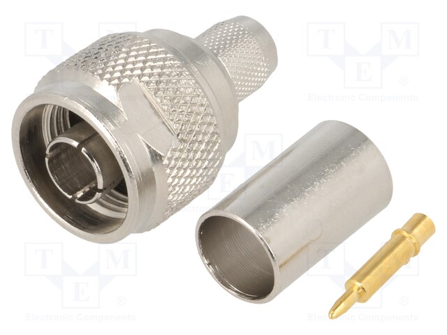 Plug; N; male; straight; 50Ω; H1000; crimped; for cable; teflon