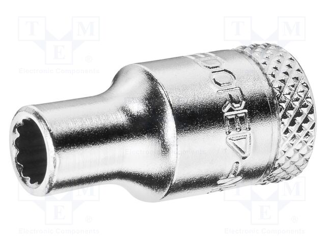 Socket; 12-angles,socket spanner; 10mm; 1/4"; Plating: chromium