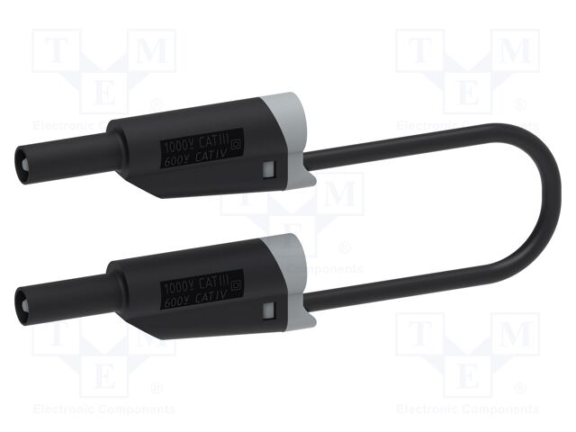 Test lead; 12A; banana plug 4mm,both sides; Urated: 1kV; Len: 2m