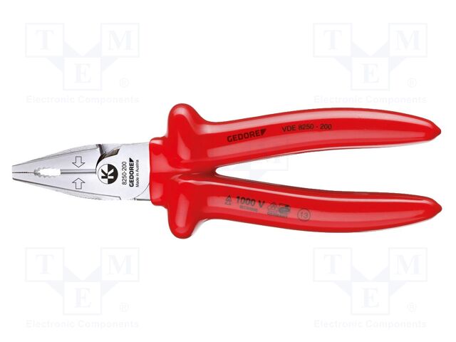 Pliers; insulated,universal; 200mm; steel