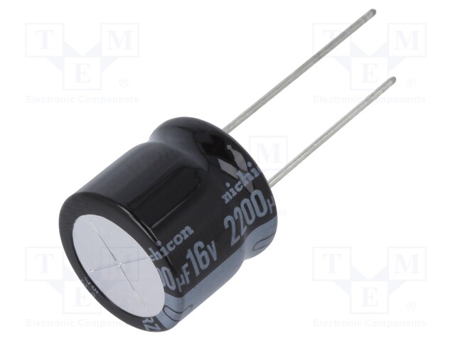 Capacitor: electrolytic; THT; 2200uF; 16VDC; Ø16x15mm; Pitch: 7.5mm