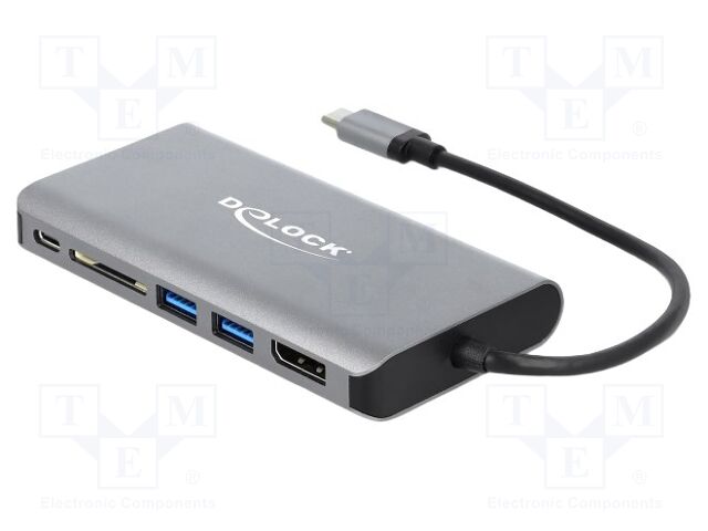 Hub USB; SD,SDHC,SDXC; 10/100/1000Mbps; grey; Number of ports: 7