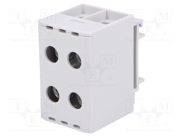 Splice terminal: rail; 1.5÷50mm2; ways: 1; terminals: 4; grey; TS35