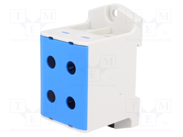 Splice terminal: rail; 6÷95mm2; ways: 1; terminals: 4; blue; TS35