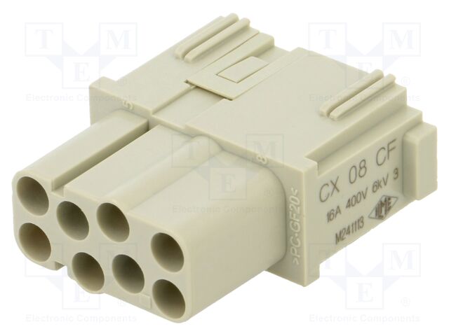 Heavy Duty Connector, MIXO Series, Insert, 8 Contacts, Receptacle