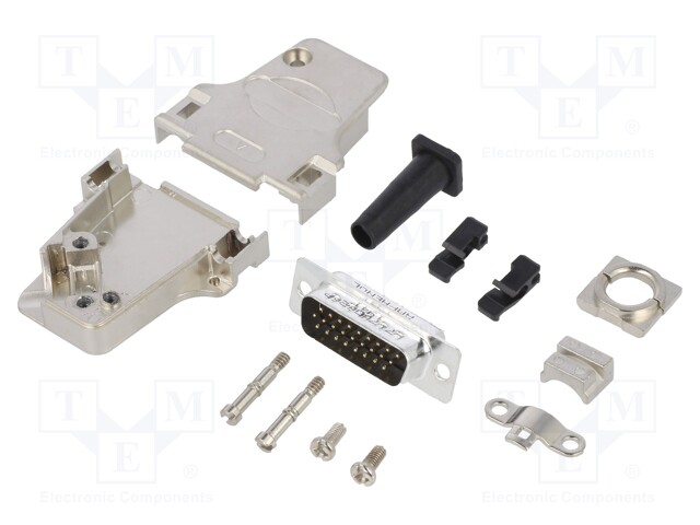 D-Sub HD; PIN: 26; male; shielded,with strain relief; angled 45°