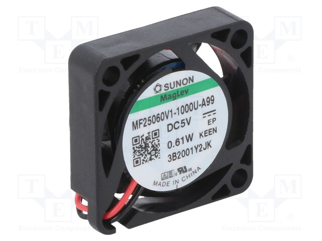 Fan: DC; axial; 5VDC; 25x25x6mm; 5.1m3/h; 24.8dBA; Vapo; 13000rpm