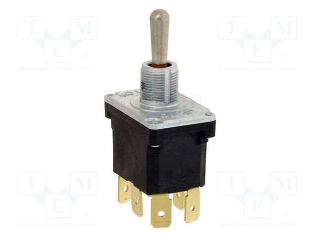Switch: toggle; Pos: 3; DPDT; ON-ON-ON; 6A/230VAC; 20A/28VDC