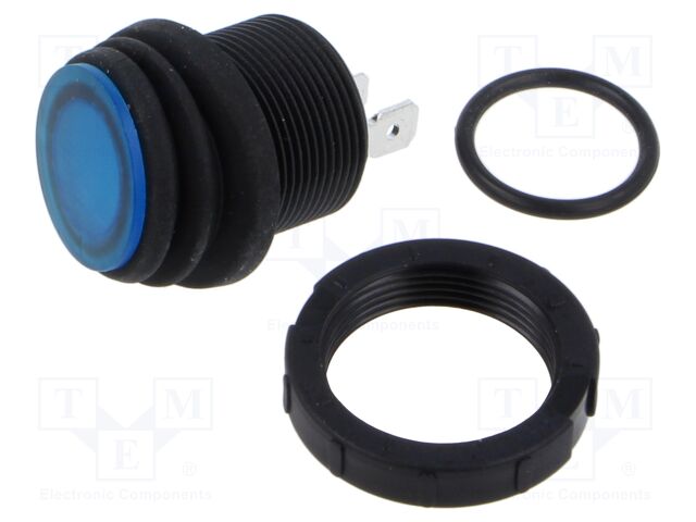 ROCKER; SPST; Pos: 2; OFF-ON; 16A/250VAC; blue; neon lamp; 200÷250V