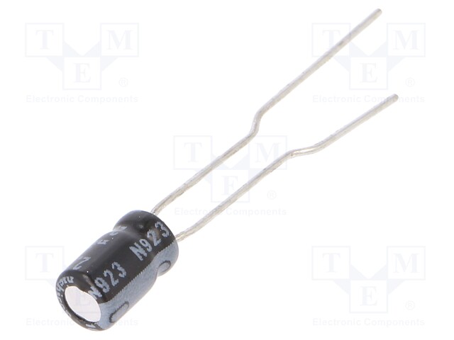 Capacitor: electrolytic; THT; 2.2uF; 50VDC; Ø4x7mm; Pitch: 1.5mm