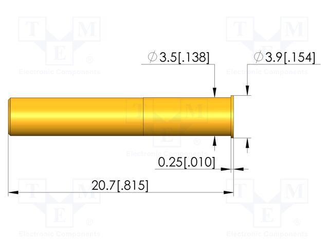 Test probe socket; gold-plated; Flange height: 0.25mm