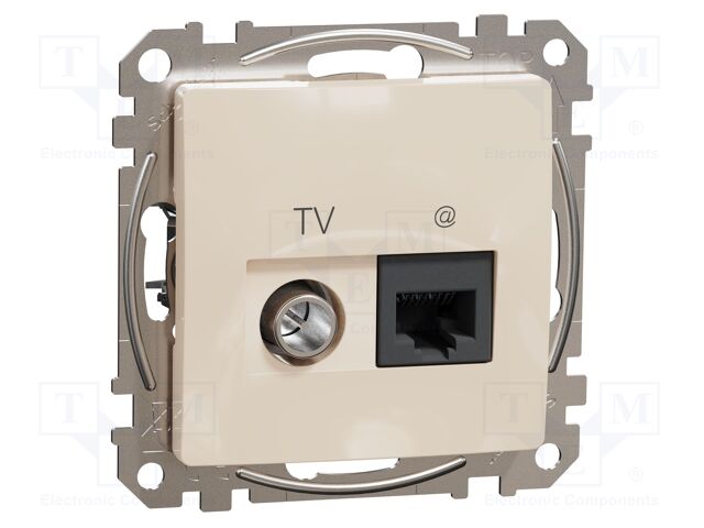 Data-TV socket; IP20; plaster embedded,in mounting box; beige