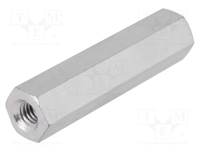 Screwed spacer sleeve; Int.thread: M2; 15mm; hexagonal; steel