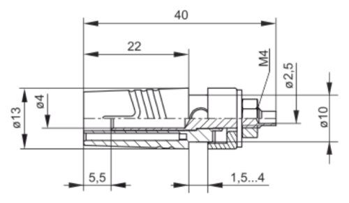 Connector: 4mm banana; socket; 32A; 1kV; green; gold-plated; 40mm