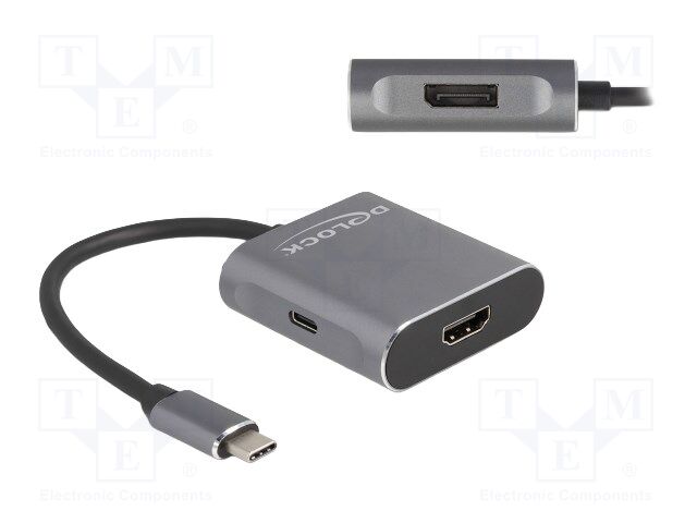 Splitter; DisplayPort 1.4; 0.15m; black; metal; grey