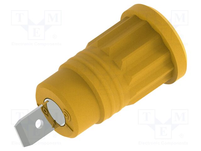 Connector: 4mm banana; socket; 36A; yellow; nickel plated; 32mm