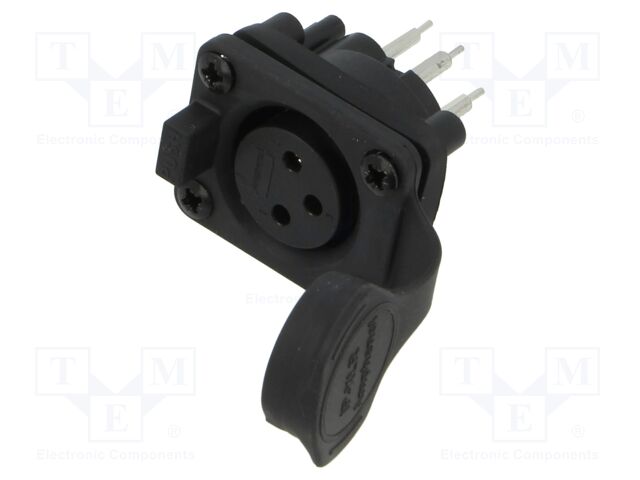 Connector: XLR; socket; female; AXS; 15A; 133V; PIN: 3; IP65; THT