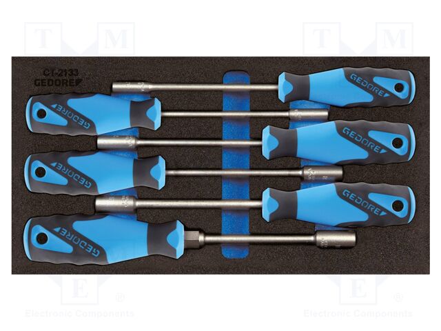 Kit: screwdrivers; in a foam tray; 6-angles socket; tool trolley