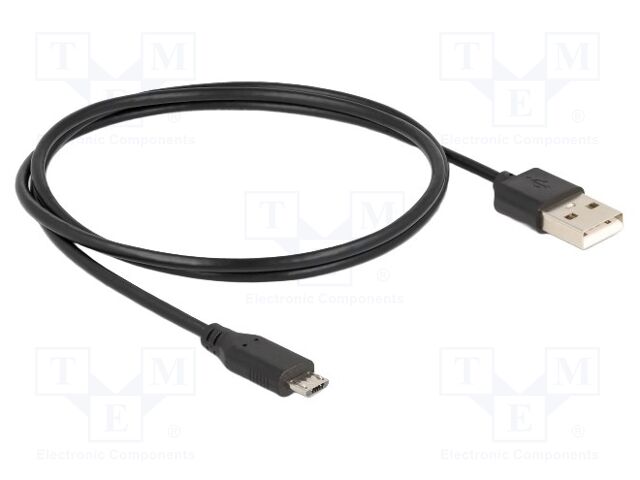 Cable; USB 2.0; USB A plug,USB B micro plug; 1.5m; black