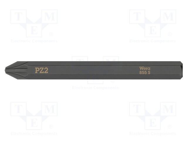 Screwdriver bit; Pozidriv®; PZ2; Overall len: 70mm; Mounting: 1/4"