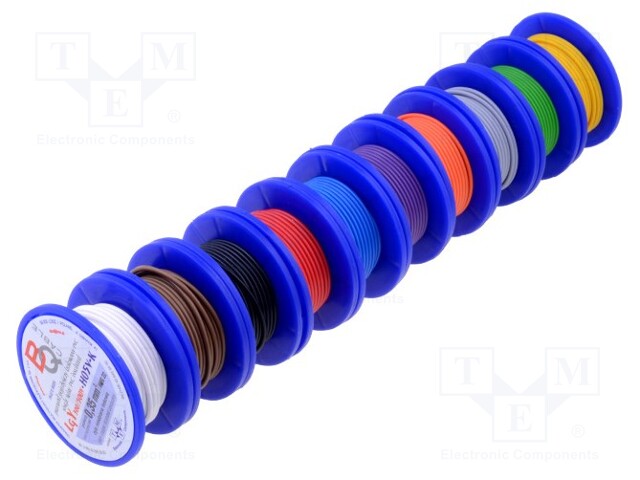 Wire; TLY; stranded; Cu; 0.12mm2; PVC; 150V; 10 reels x 5m; Class: 5