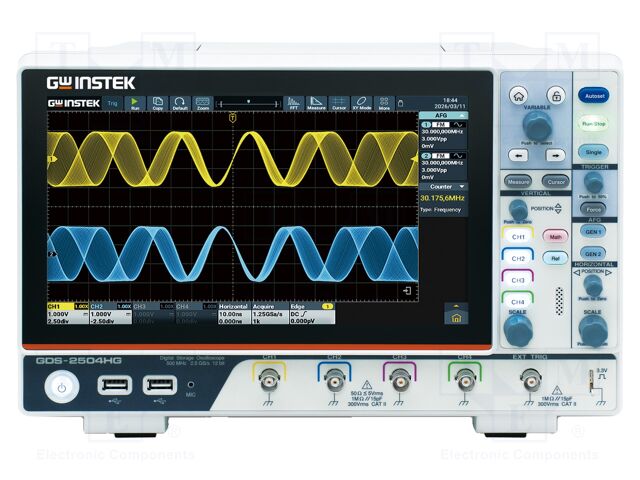 Oscilloscope: digital; DSO; Ch: 4; 350MHz; 2,5Gsps (in real time)