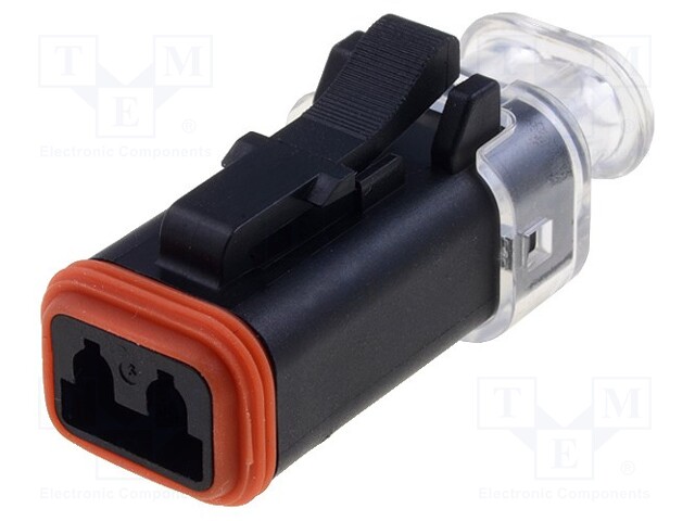 Connector: wire-wire; AT; plug; female; PIN: 2; IP67; Locking: latch
