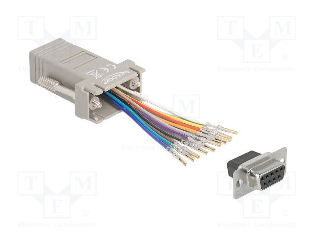Adapter; D-Sub 9pin socket,RJ45 socket; grey