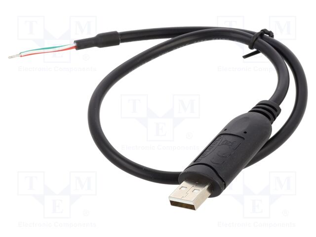 Cable; USB 2.0; wires,USB A plug; 0.5m; black; Cu; Interface: RS485