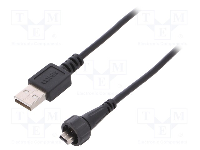 Adapter cable; USB A plug,mini USB B plug (sealed); IP67; 5m
