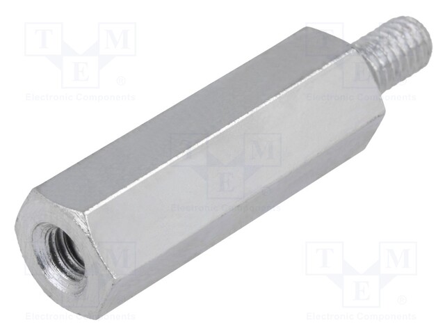 Screwed spacer sleeve; Int.thread: M4; 5mm; Ext.thread: M4; steel