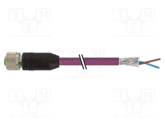 Female; -25÷85°C; IP67; 4A; 3m; Series: 7000; PIN: 2; plug; Thread: M12