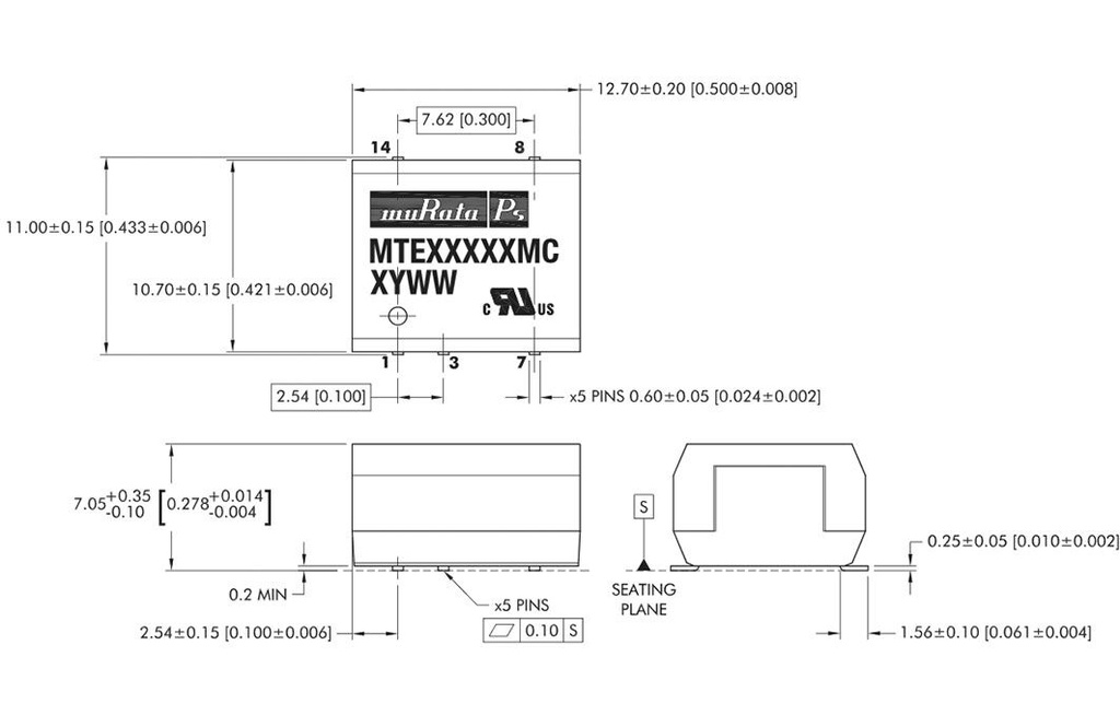 Converter: DC/DC; 1W; Uin: 10.8÷13.2V; Uout: 5VDC; Iout: 200mA; SMD