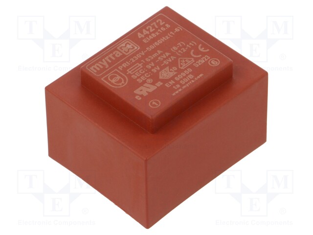 Transformer: encapsulated; 10VA; 230VAC; 9V; 9V; 556mA; 556mA