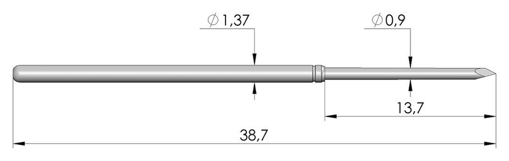 Test needle; Operational spring compression: 9.3mm; 5A; Ø: 0.9mm